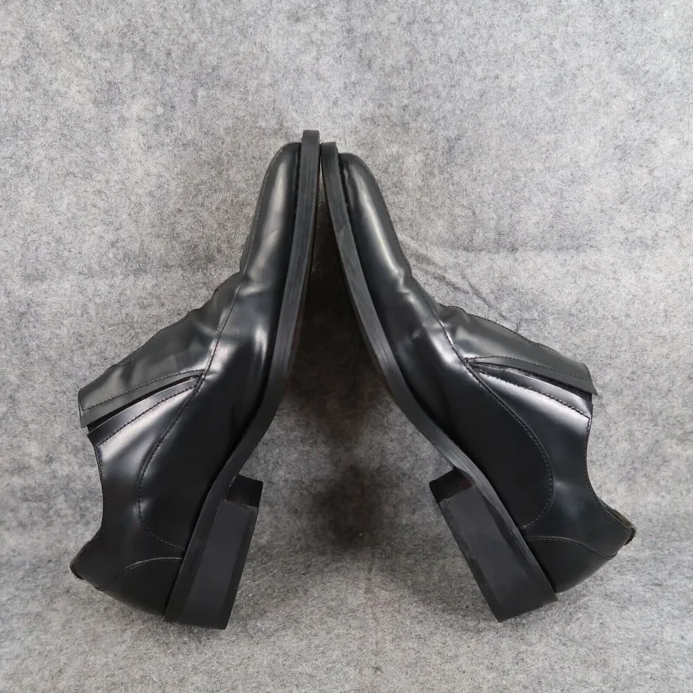 John Fluevog Shoes Mens 7.5 Loafer Slip On Black Leather Diamond Classic Vintage